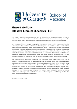 Phase 4 Medicine Intended Learning Outcomes (Ilos)
