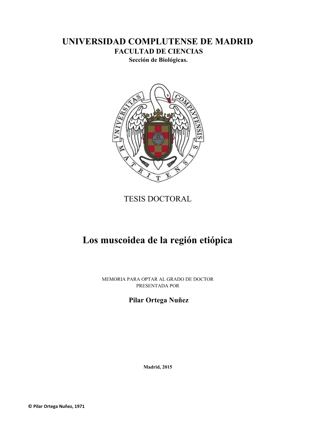 Los Muscoidea De La Región Etiópica