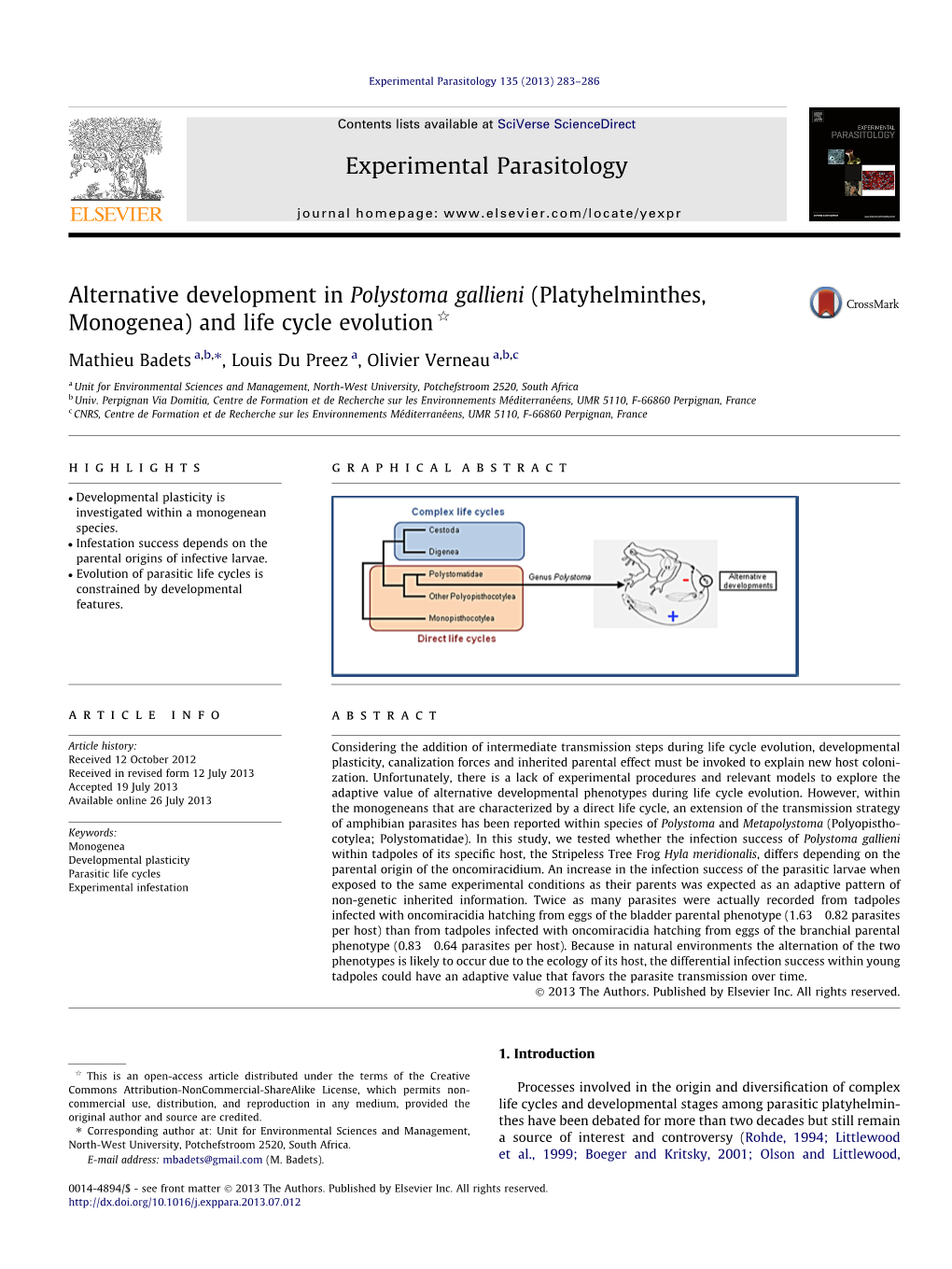 Alternative Development in Polystoma