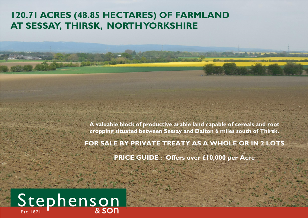 120.71 Acres (48.85 Hectares) of Farmland at Sessay, Thirsk, North Yorkshire