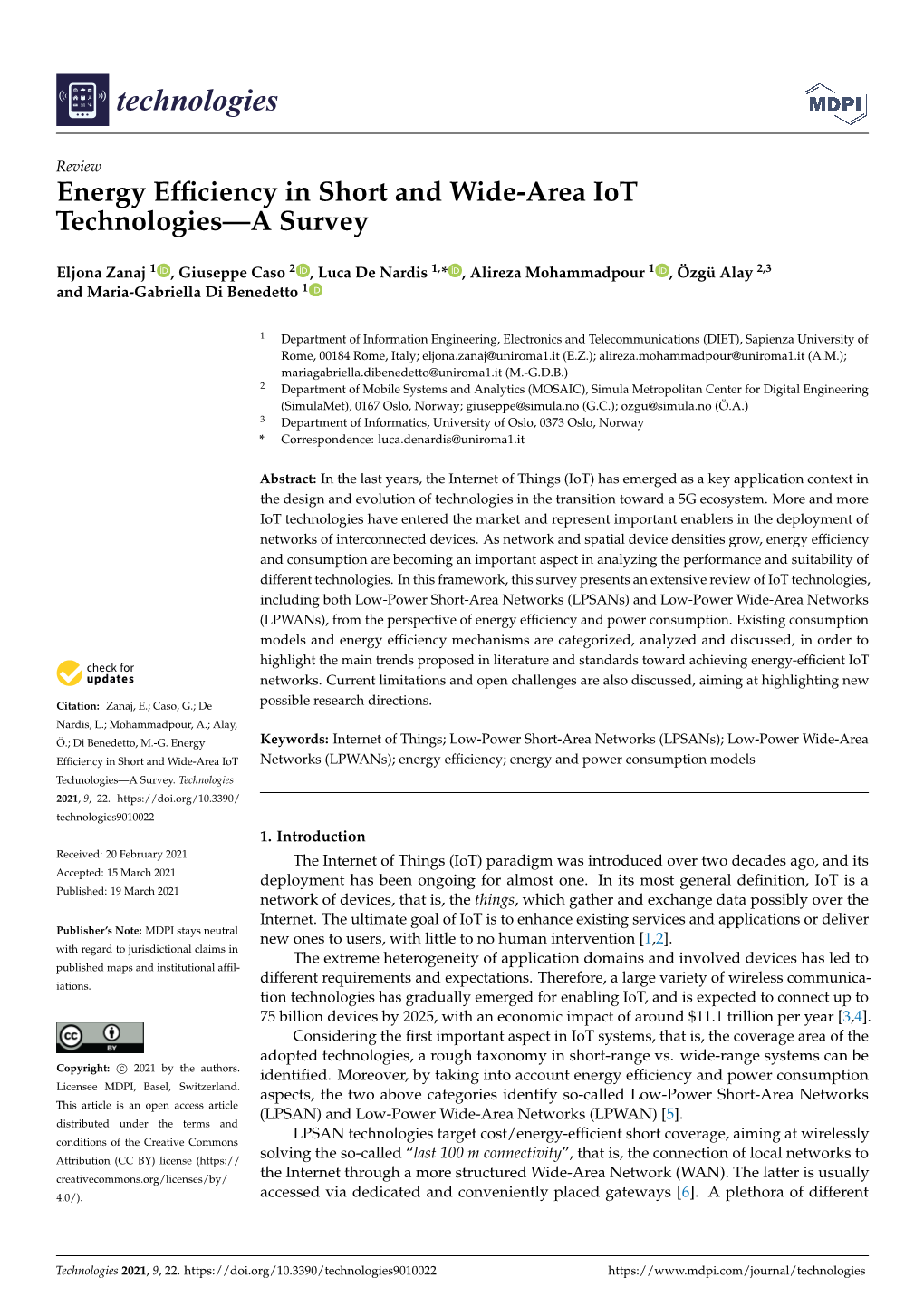 Energy Efficiency in Short and Wide-Area Iot Technologies