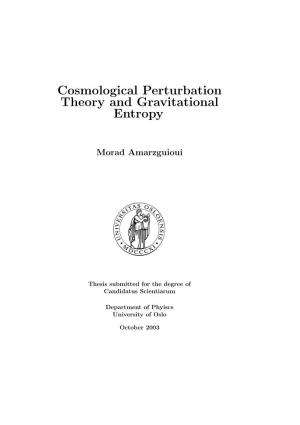 Cosmological Perturbation Theory and Gravitational Entropy