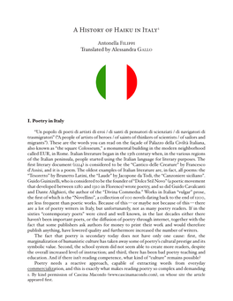 A History of Haiku in Italy1