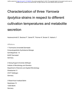 Yarrowia Lipolytica, Elevated Temperature, Cytometry, Genome Sequencing, Polyols