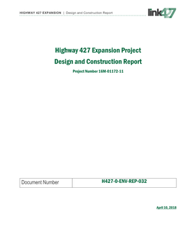 Highway 427 Expansion Project Design and Construction Report