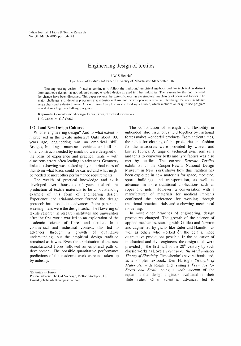 Engineering Design of Textiles Extrel1le Textiles Strength Of