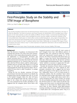 First-Principles Study on the Stability and STM Image of Borophene Zhifen Luo, Xiaoli Fan* and Yurong An