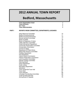 2012 ANNUAL TOWN REPORT Bedford, Massachusetts