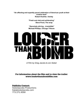 Louder Than a Bomb Press Kit (PDF)