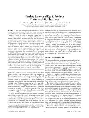 Pearling Barley and Rye to Produce Phytosterol-Rich Fractions Anna-Maija Lampia,*, Robert A
