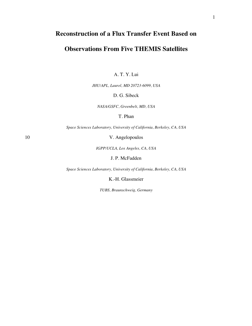 Reconstruction of a Flux Transfer Event Based on Observations from Five THEMIS Satellites