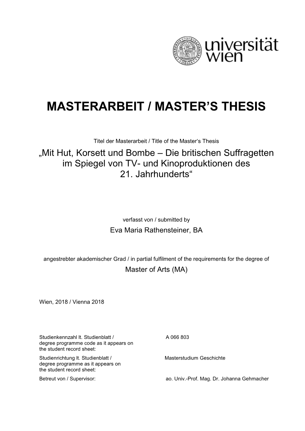 Masterarbeit / Master's Thesis