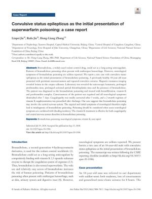 Convulsive Status Epilepticus As the Initial Presentation of Superwarfarin Poisoning: a Case Report