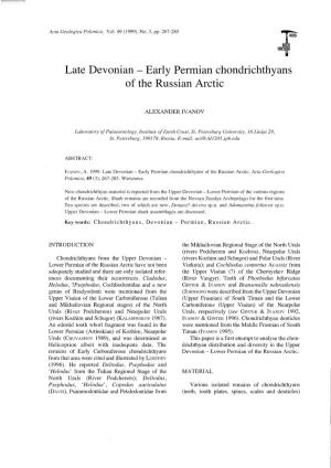 Late Devonian - Early Permian Chondrichthyans of the Russian Arctic