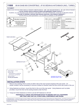 Installation Steps 86-94 Saab 900 Convertible , 87-93