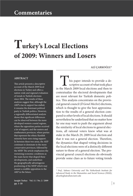 Turkey's Local Elections of 2009