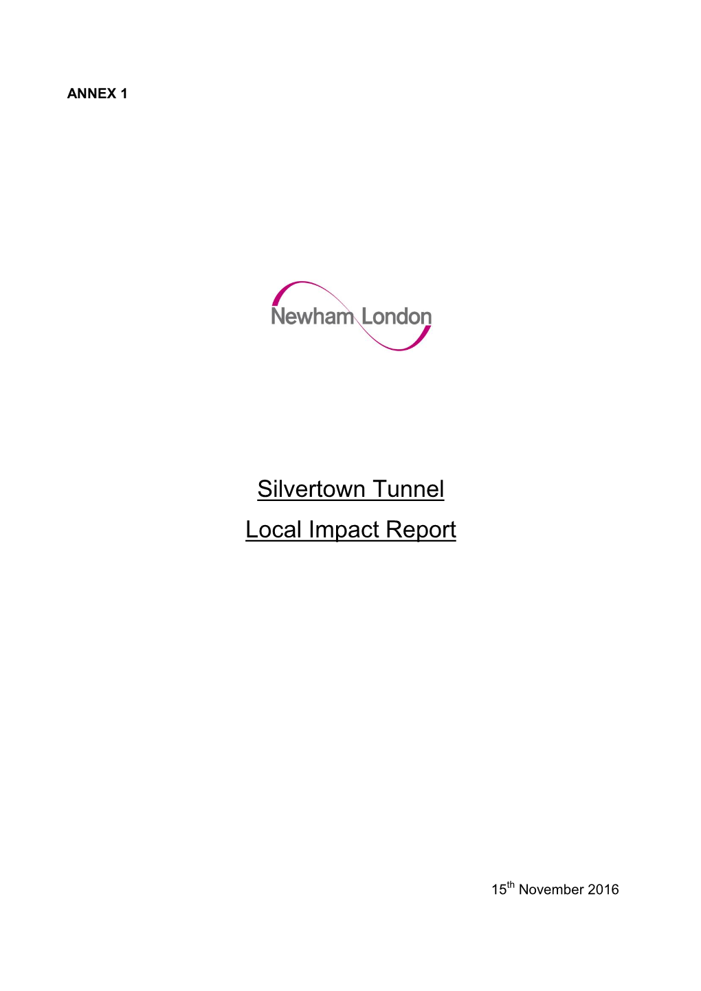 Silvertown Tunnel Local Impact Report