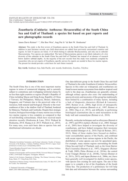 Zoantharia (Cnidaria: Anthozoa: Hexacorallia) of the South China Sea and Gulf of Thailand: a Species List Based on Past Reports and New Photographic Records