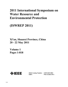 2011 International Symposium on Water Resource and Environmental Protection