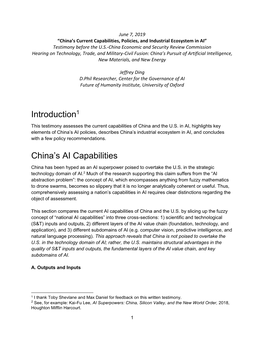 China's Current Capabilities, Policies, and Industrial Ecosystem in AI