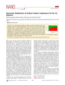 Nanoscale Stabilization of Sodium Oxides: Implications for Na−O2