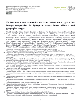 Environmental and Taxonomic Controls of Carbon And