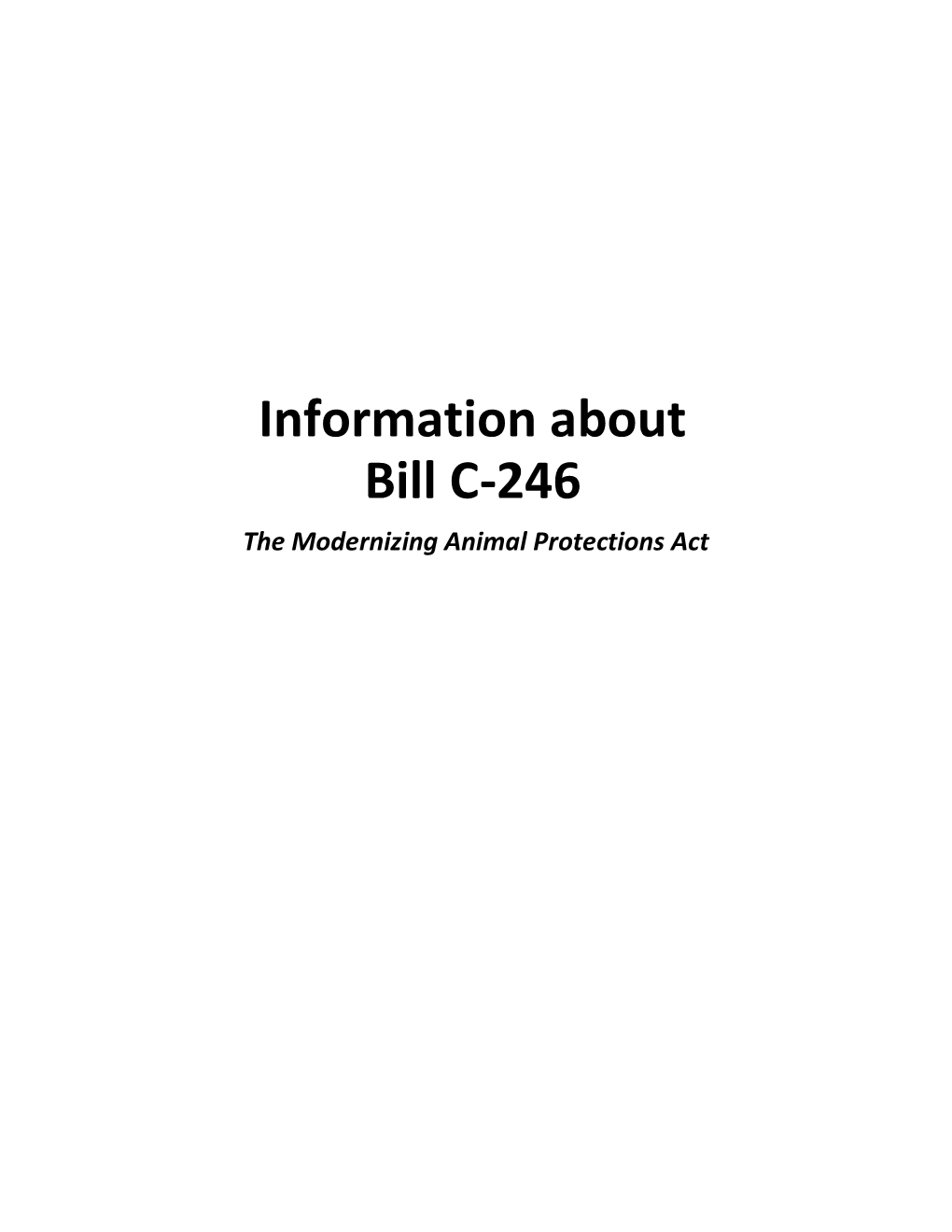 Information About Bill C-246