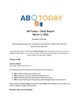 AB Today – Daily Report March 3, 2020