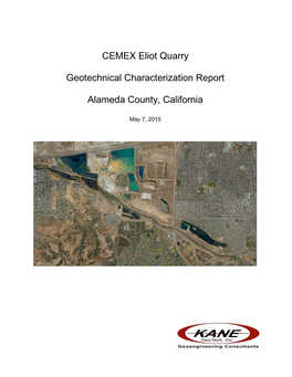 CEMEX Eliot Quarry Geotechnical Characterization Report Alameda County, California