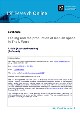 Feeling and the Production of Lesbian Space in the L Word
