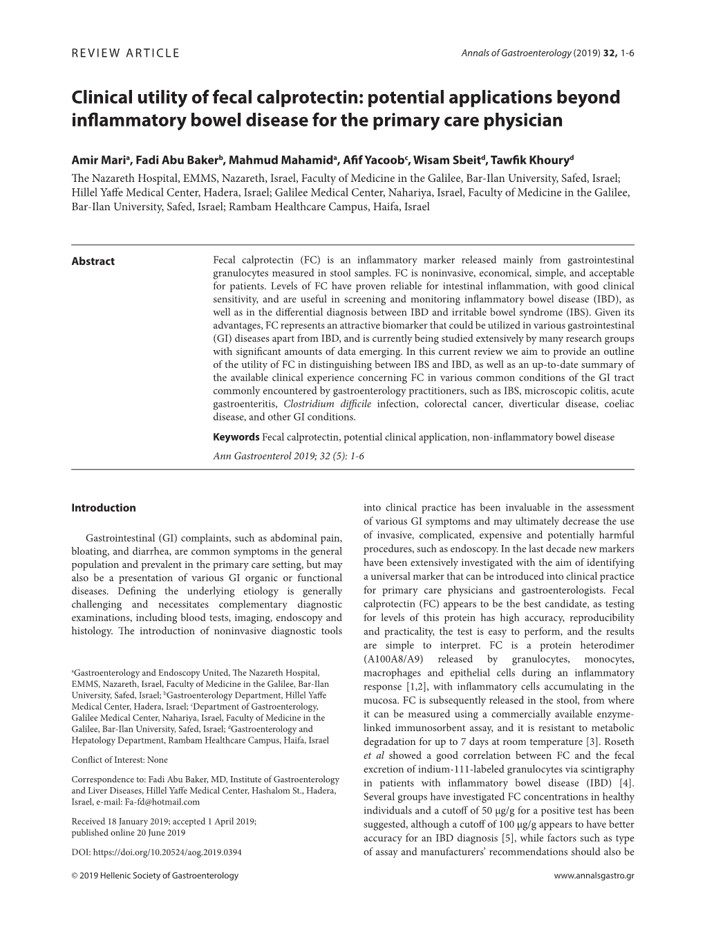 Clinical Utility of Fecal Calprotectin: Potential Applications Beyond Inflammatory Bowel Disease for the Primary Care Physician