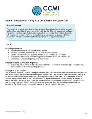 Dive 6: Lesson Plan - Why Are Coral Reefs So Colourful?