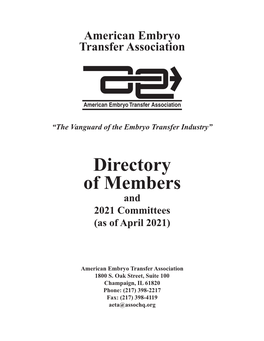 Directory of Members and 2021 Committees (As of April 2021)