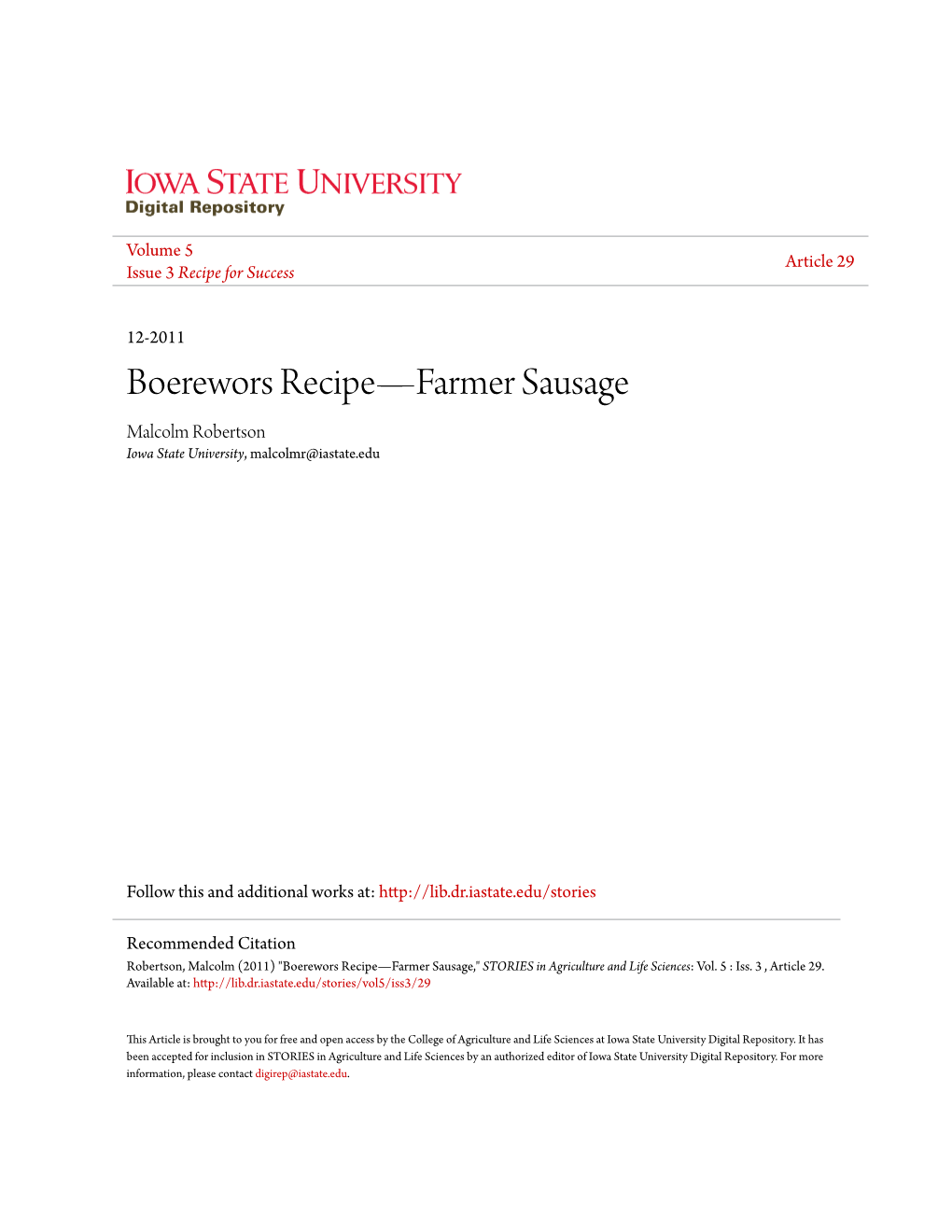 Boerewors Recipeâ•Flfarmer Sausage