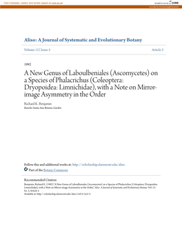 A New Genus of Laboulbeniales (Ascomycetes) on a Species Of