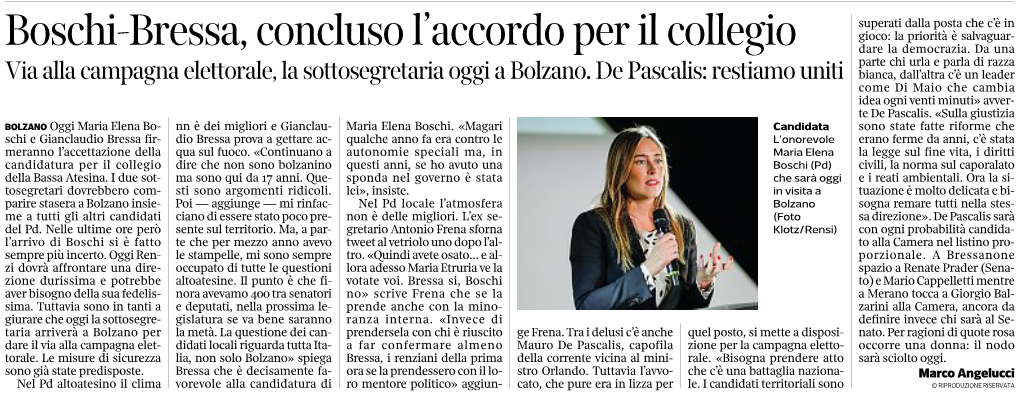 Boschi-Bressa, Concluso L'accordo Per Il Collegio