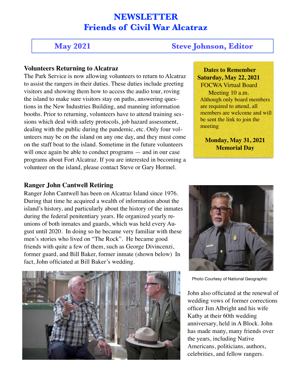 NEWSLETTER Friends of Civil War Alcatraz