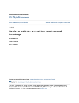 Beta-Lactam Antibiotics: from Antibiosis to Resistance and Bacteriology