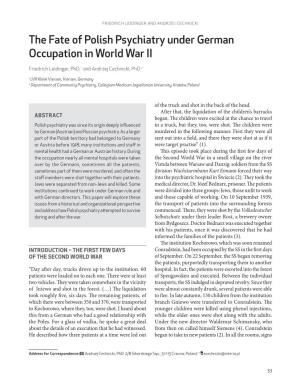The Fate of Polish Psychiatry Under German Occupation in World War II
