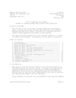 1206 FTP Software, Inc. FYI: 4 A. Marine Obsoletes: RFC 1177 SRI February 1991