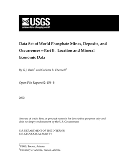 Data Set of World Phosphate Mines, Deposits, and Occurrences—Part B