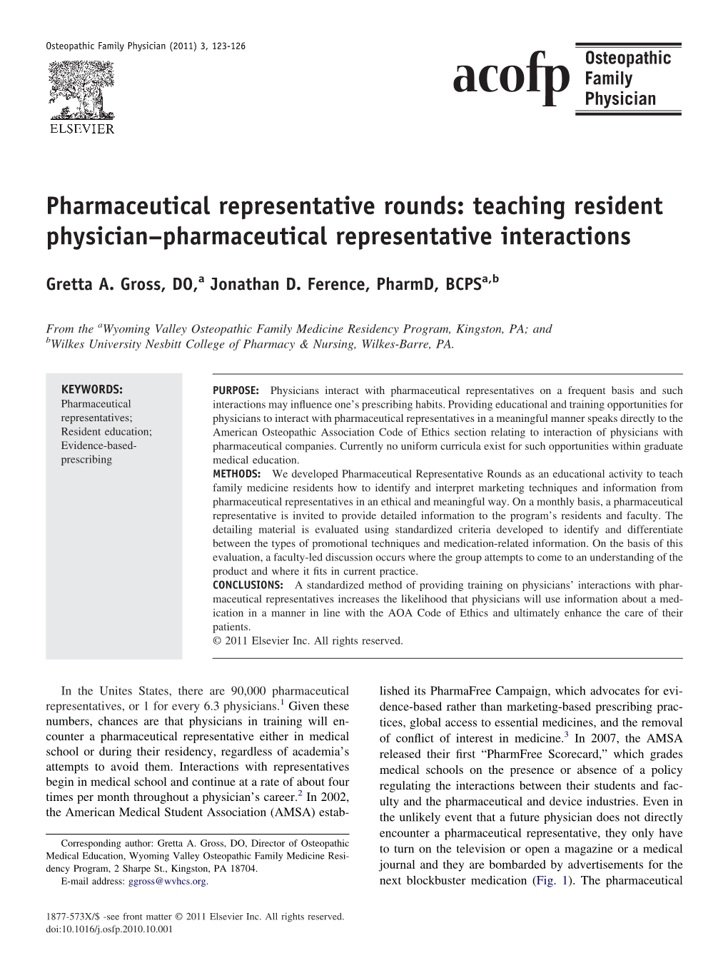 Pharmaceutical Representative Rounds: Teaching Resident Physician–Pharmaceutical Representative Interactions