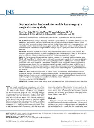 Key Anatomical Landmarks for Middle Fossa Surgery: a Surgical Anatomy Study