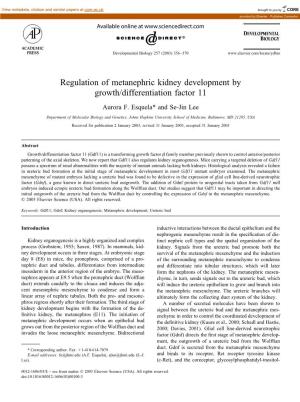 Regulation of Metanephric Kidney Development by Growth/Differentiation Factor 11