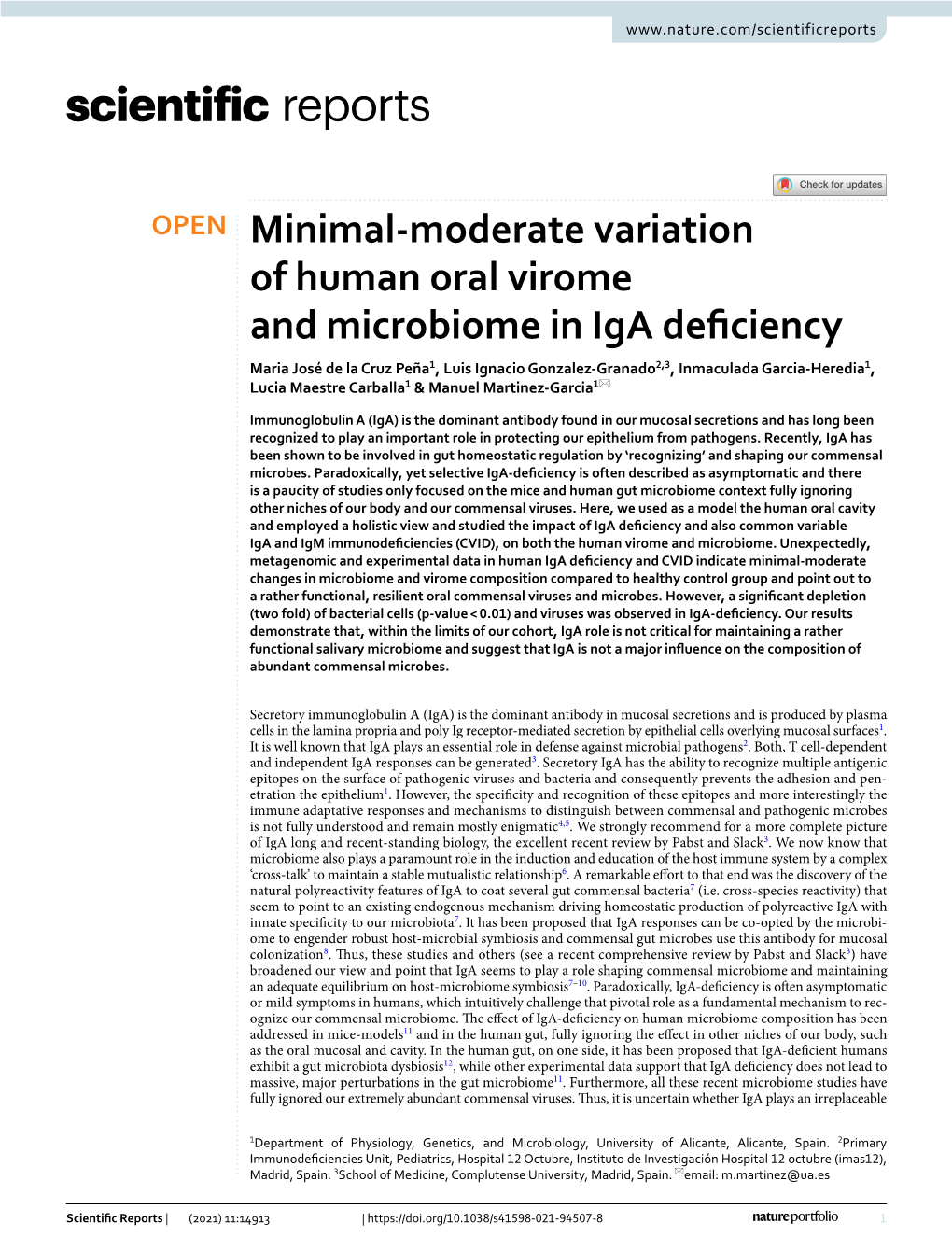 Minimal-Moderate Variation of Human Oral Virome and Microbiome in Iga