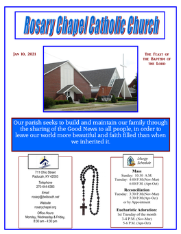 Our Parish Seeks to Build and Maintain Our Family Through the Sharing Of