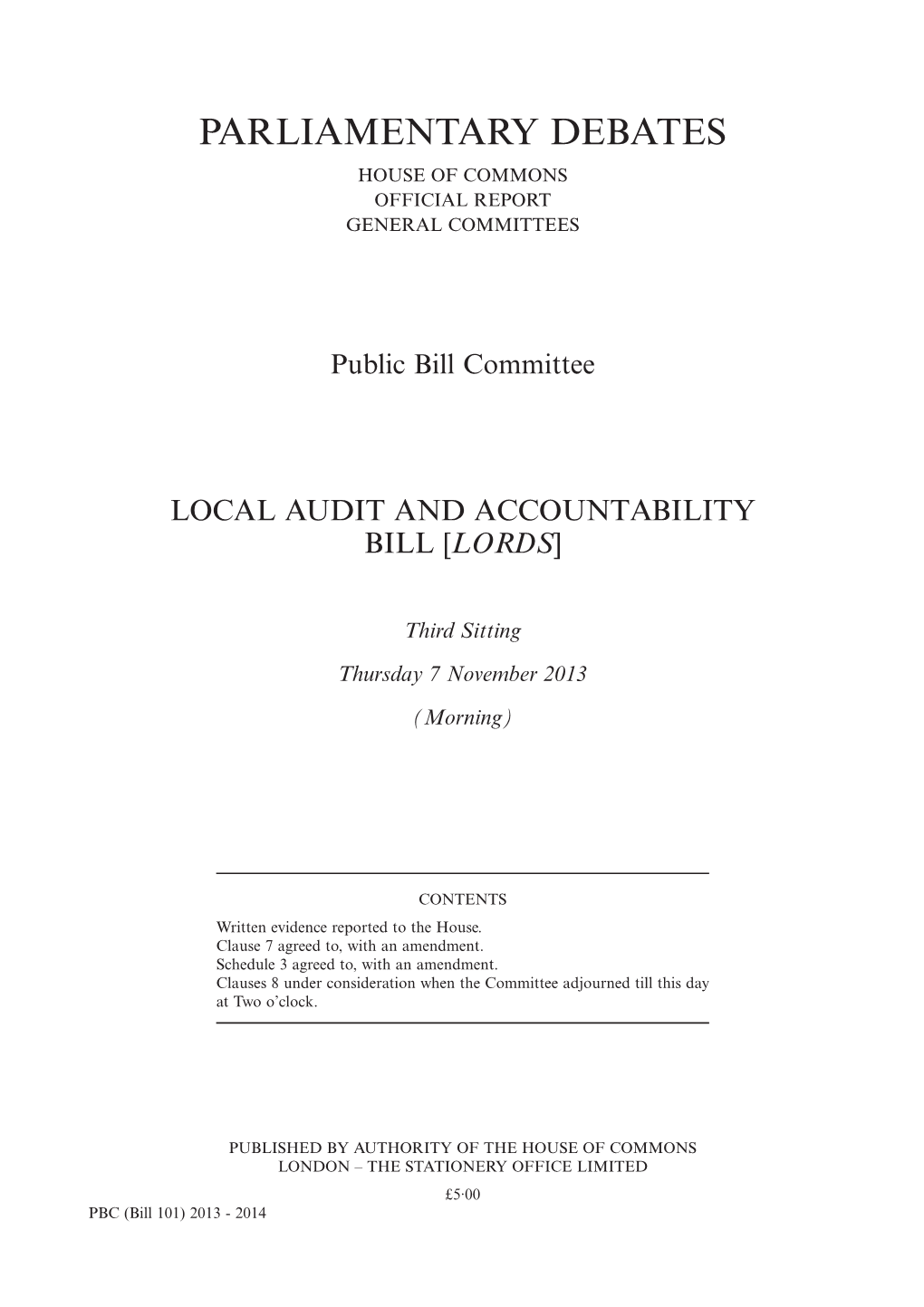 Parliamentary Debates House of Commons Official Report General Committees