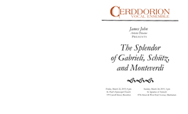 The Splendor of Gabrieli, Schütz, and Monteverdi