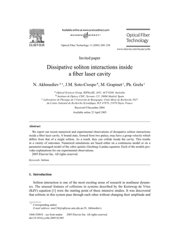 Dissipative Soliton Interactions Inside a Fiber Laser Cavity