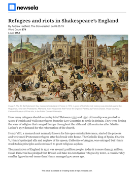 Refugees and Riots in Shakespeare's England